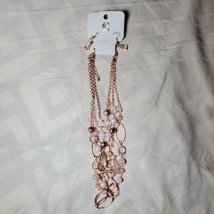 Rose gold and light pink necklace and earrings